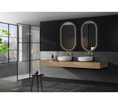 Espejo led para baño, vestidor, maquillaje con marco color oro cepillado, retroiluminado luz triled - interruptor táctil - anti-niebla 50x90cm
