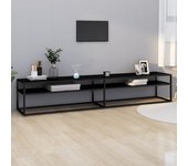 Mueble tv negro 220x40x40,5 cm vidrio templado