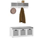 Mueble recibidor zapatero con perchero gris+blanco, fsr23-w+frg282-w sobuy es