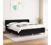 Cama con somier y colchón negro 180x200 cm tela