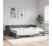 Sofá cama con cama nido tejido gris oscuro 90x200 cm