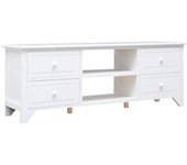 Mueble para tv | mueble de salón | mesa de tv madera maciza de paulownia blanco 108x30x40 cm cfw87677