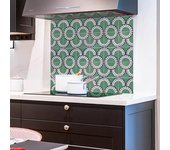 Panel antisalpicaduras de aluminio ignífugo satinado para cocina, torres vedras 700x700mm verde
