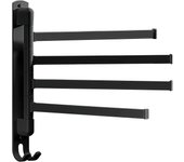 Toallero giratorio sin perforaciones, toallero multifuncional, estante de almacenamiento de acero inoxidable para cocina (4 varillas negras)