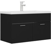 Mueble lavabo con fregadero integrado aglomerado negro