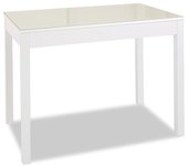 Mesa de cocina fija - alto 92 cm - estructura color blanca - tapa cristal color beig