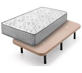 Colchón viscoelástico diamond fresh + base tapizada beige con 6 patas de 25 cm | medidas: 105x180 cm