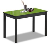 Mesa de cocina fija - 110x70 cm - estructura color negra - tapa cristal color verde