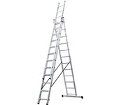 Escalera aluminio extensible pro triple - 10 peldaños - 3+3+3 m