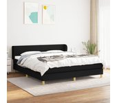 Cama con somier y colchón negro 180x200 cm tela