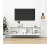 Tv de pared | mueble de salón | mesa de tv con madera contrachapada blanco 37x37x142,5 cm cfw70312