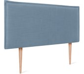 Dhome cabecero de lino natural liso con ribete 105x105cm con patas camas 105 - azul