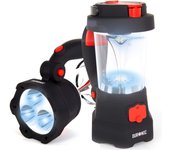 Duronic hurricane farol de camping recargable por dinamo y usb con linterna y lámpara led, farol de mano, , señal de emergencia roja intermitente