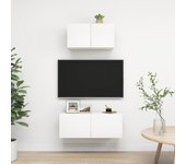 Set de 2 piezas muebles de tv | muebles de salón tv | conjunto salón madera de ingeniería blanco cfw37718