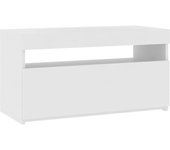Mueble tv con luces led blanco brillo 75x35x40 cm