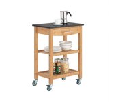 Carrito de cocina con piso de granito, estantería de cocina, carrito de servir de bambú, piso en negro, negro fkw28-sch sobuy es