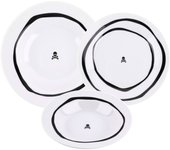 Scalpers home set vajilla 24pc en porcelana de 27 cm, color blanco y negro