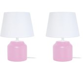Lámpara de noche tosel mary b lt2 tela cilindro rosa d16 x h24 cm