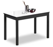 Mesa de cocina fija - 90x50 cm - estructura color negra - tapa cristal color blanca