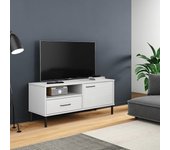 Mueble de tv | mueble de salón | mesa de tv con patas de metal oslo madera maciza pino blanco cfw37196
