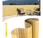 Canisse pvc para el jardín, valla oculta, balcón o terraza doble cara, valla cortaviento para balcón, bambú 140 x 800cm