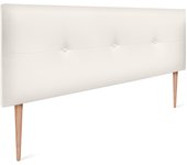 Dhome cabecero de polipiel con botones 150x105cm con patas camas 150 - blanco hueso