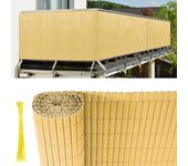 Canisse pvc para el jardín, valla oculta, balcón o terraza doble cara, valla cortaviento para balcón, bambú 160 x 600cm