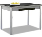 Mesa de cocina extensible 2 alas - 100x60 cm (150x60 cm) - estructura y alas color aluminio - tapa cristal color negra