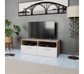 Mueble de tv | mueble de salón | mesa de tv madera de ingeniería roble y blanco 95x35x36 cm cfw57477