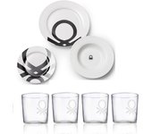 Vajilla 18 pcs y 4 vasos de agua de cristal