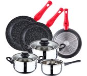 Pack batería de cocina 5 piezas + set de 3pc sartenes 20/24/28cm en aluminio forjado