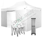 Carpa plegable 3x4,5 blanco con laterales . aluminio 45 mm. tejido recubierto de pvc impermeable, repelente al agua de 350gm