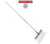 Escoba de hojas y césped madera/acero 16 dientes mango 165cm - frambuesa