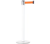 Danieli store | poste separador blanco con cinta extensible hasta 3 mt | base plana y cinta naranja 3 mt