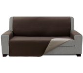 Tienda eurasia - cubre sofa acolchado, reversible, marrón y beige, 3 plazas