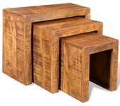 Mesa nido 3 piezas madera maciza de mango
