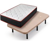 Colchón viscoelástico cool viscofresh + base tapizada beige con 6 patas de 25 cm | medidas: 105x180 cm