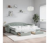 Sofá cama nido y cajones terciopelo gris claro 90x200cm