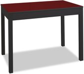 Mesa de cocina fija - alto 92 cm - estructura color negra - tapa cristal color burdeos