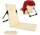 Silla para acampar al aire libre, silla de playa plegable portátil con bolsa de almacenamiento, silla ligera con respaldo para acampar, color beige
