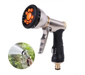 Pistola rociadora de agua de metal de 9 funciones, pistola de boquilla de alta presión portátil para regar plantas y lavar autos