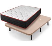 Colchón viscoelástico cool viscofresh + base tapizada beige con 6 patas de 25 cm | medidas: 135x180 cm