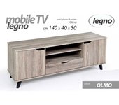 Mueble tv bajo con cajón y puertas de olmo cm 140 x 40 x 50 h