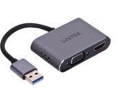 Adaptador unitek usb-a - hdmi & vga, completo hd, m/f