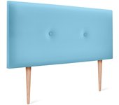 Dhome cabecero de polipiel liso con botones 105x105cm con patas camas 105 - celeste