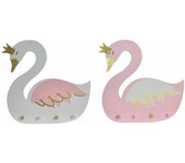 Perchero de pared dkd home decor 40 x 4 x 38,5 cm madera blanco rosa claro cisne (2 unidades)