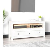 Mueble para tv | mueble de salón | mesa de tv de madera maciza de pino blanco 114x35x52 cm cfw62084