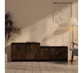 Mueble de tv | mueble de salón | mesa de tv madera de ingeniería roble ahumado 146,5x35x50 cm cfw63219