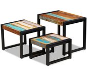 Mesas nido 3 piezas madera maciza recuperada