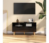 Mueble de tv | mueble de salón | mesa de tv madera de ingeniería negro brillo 90x40x48,5 cm cfw41799